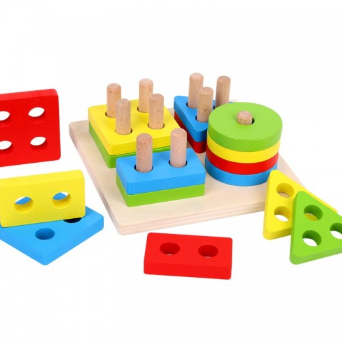 bộ thả hình Montessori bằng gỗ rèn tư duy